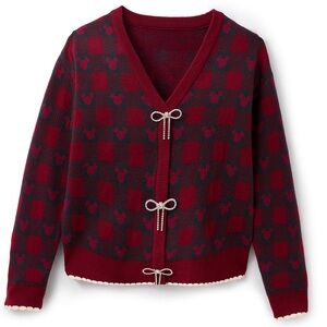 Mickey Mouse Icon Holiday Plaid Knit Cardigan by Her Universe